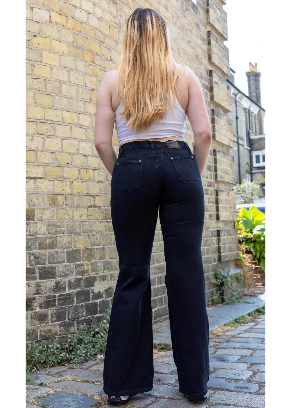 Run & Fly Hippy 70's Flare Trousers Black