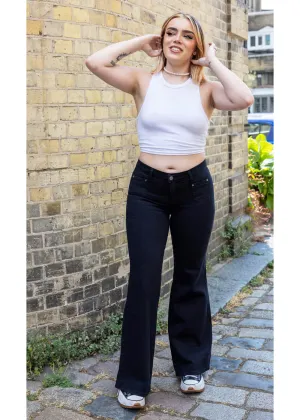 Run & Fly Hippy 70's Flare Trousers Black