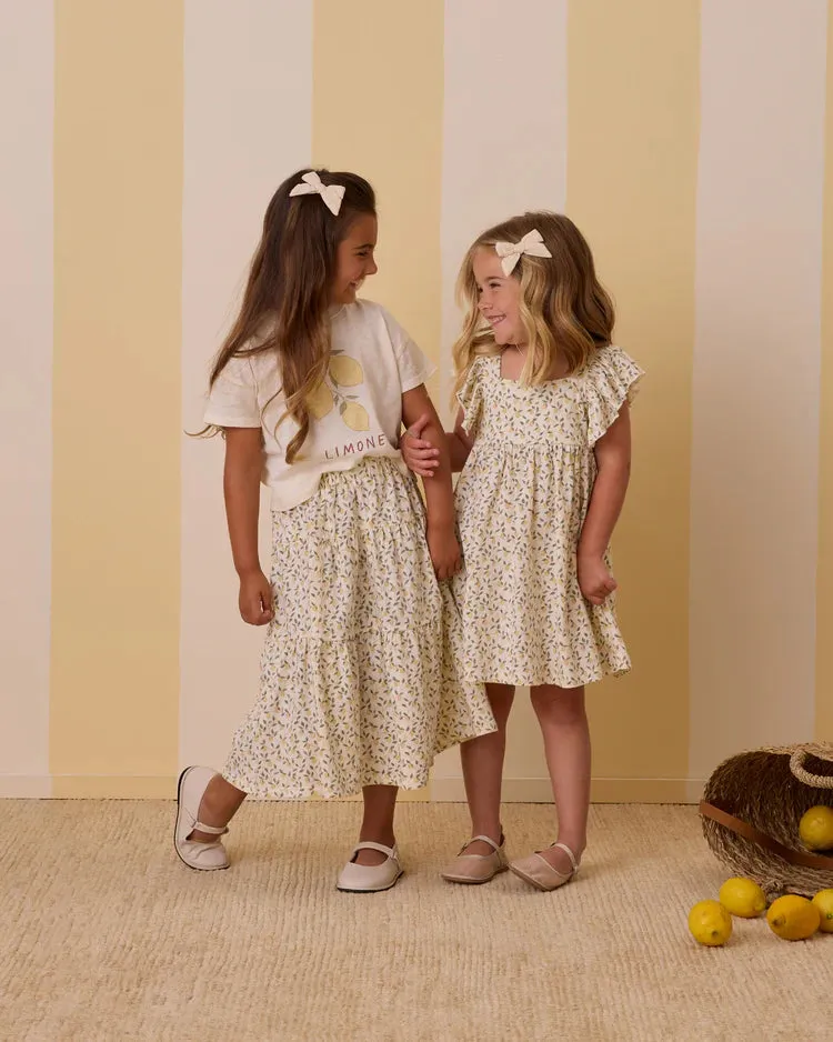 Rylee & Cru Tiered Midi Skirt Lemons