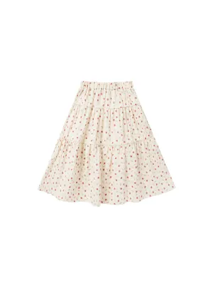Rylee & Cru Tiered Midi Skirt Strawberry