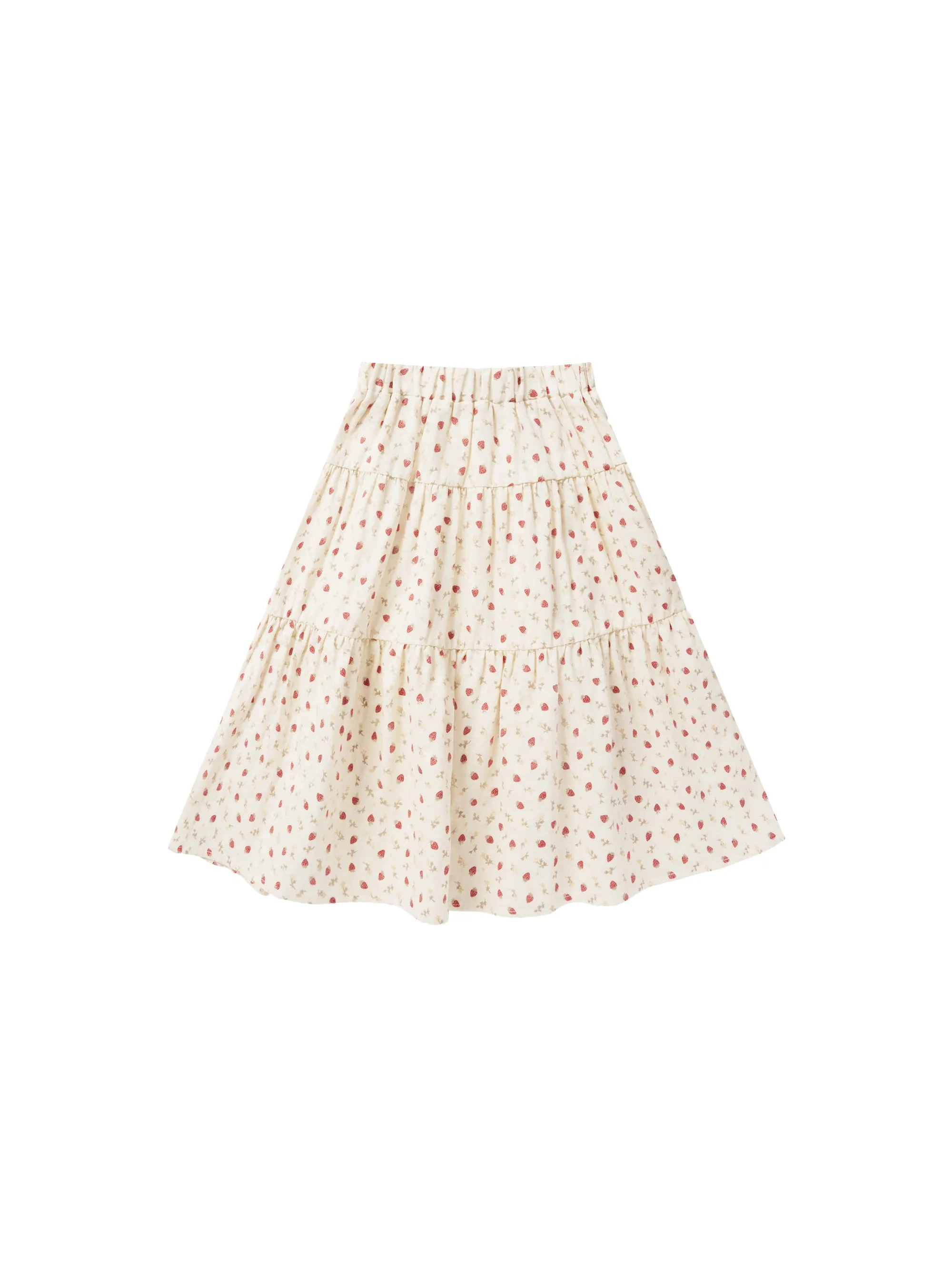 Rylee & Cru Tiered Midi Skirt Strawberry