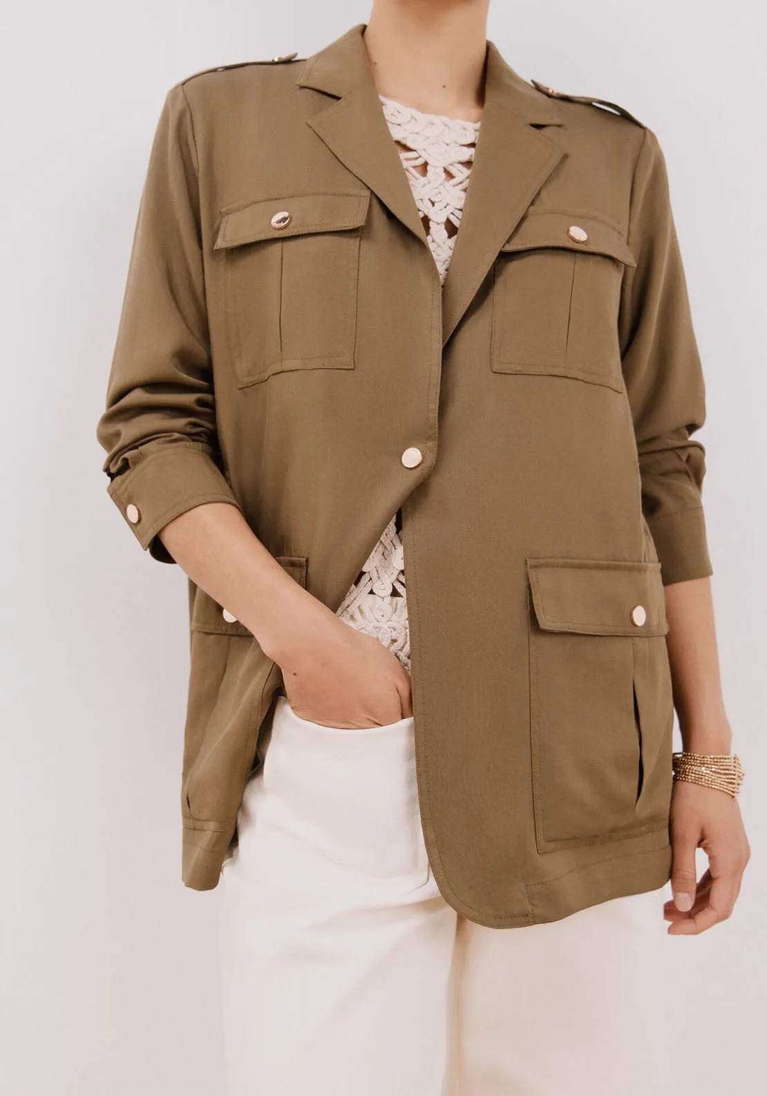 Safari Style Jacket - Dark Khaki