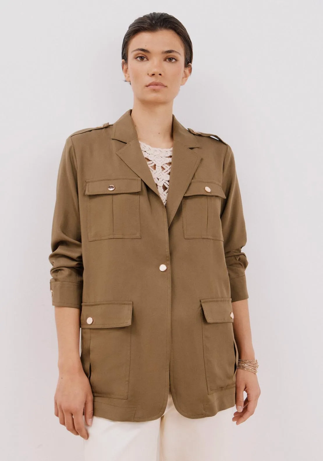 Safari Style Jacket - Dark Khaki