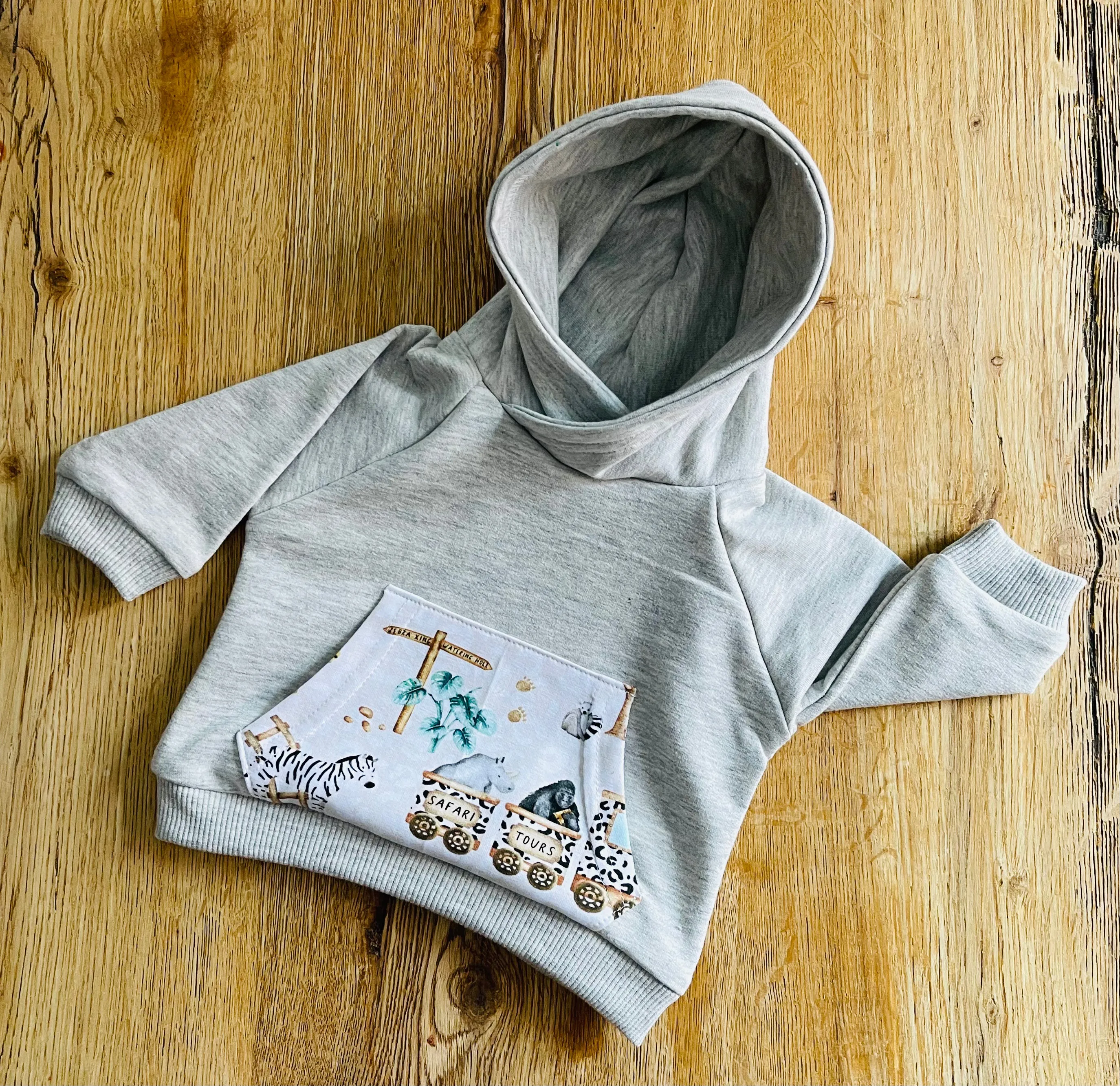 Safari Trains Hoodie - Newborn