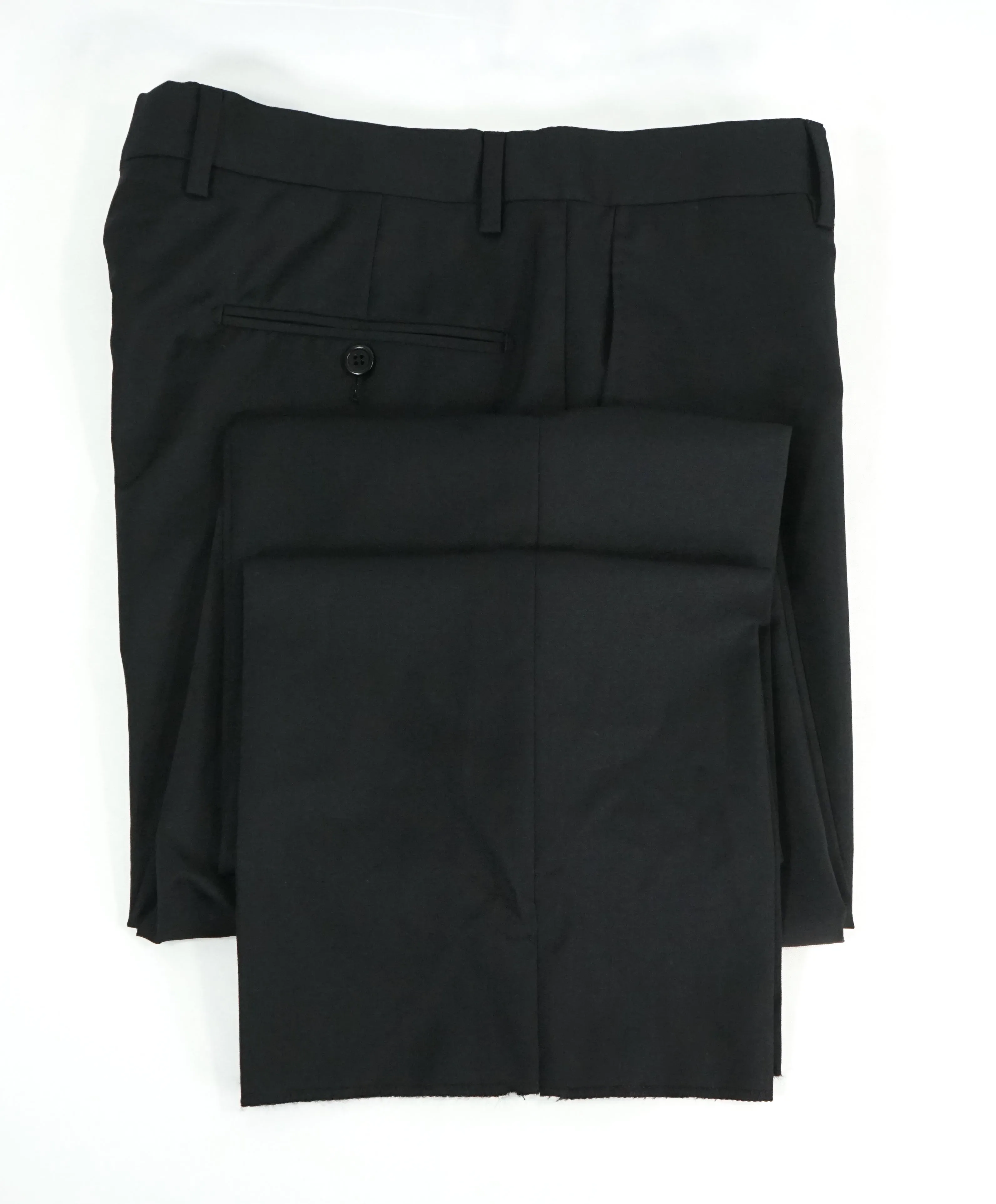 SAKS FIFTH AVE -Black Wool & Silk MADE IN ITALY Flat Front Dress Pants-  34W