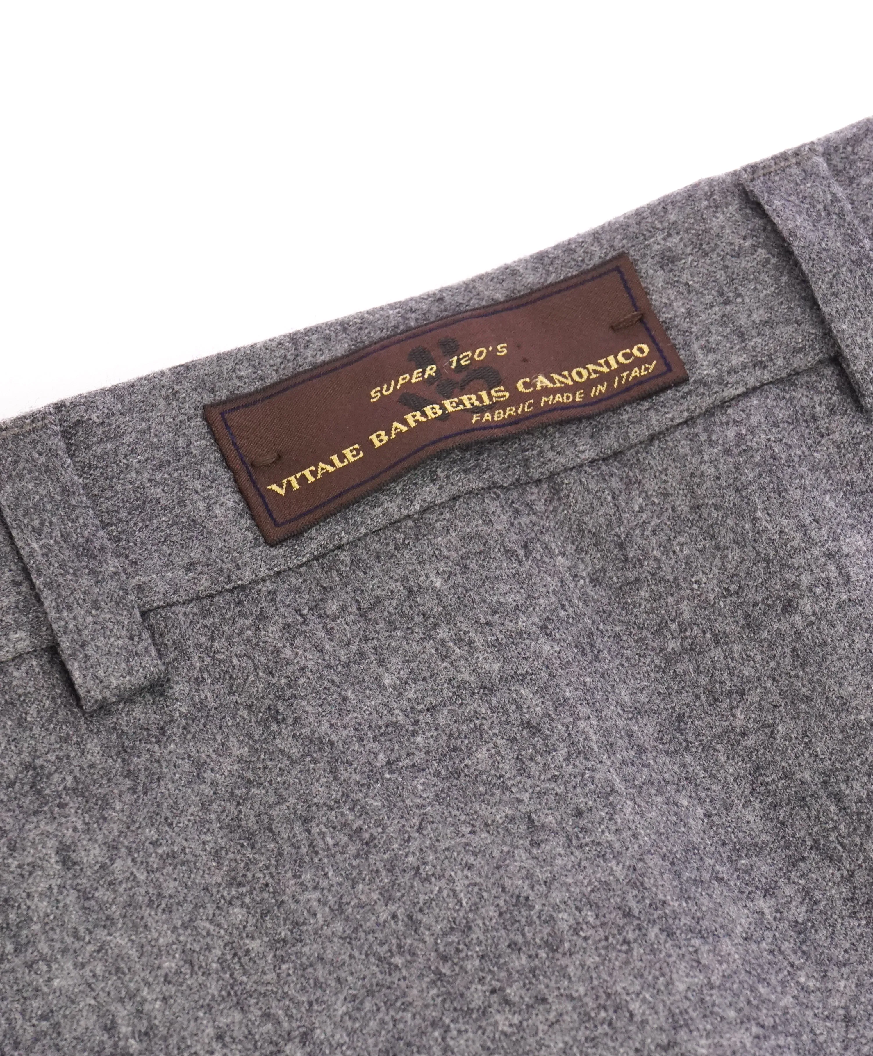 SAKS FIFTH AVE  - "Vitale Barberis Canonico" Flannel Flat Front Dress Pants - 40W