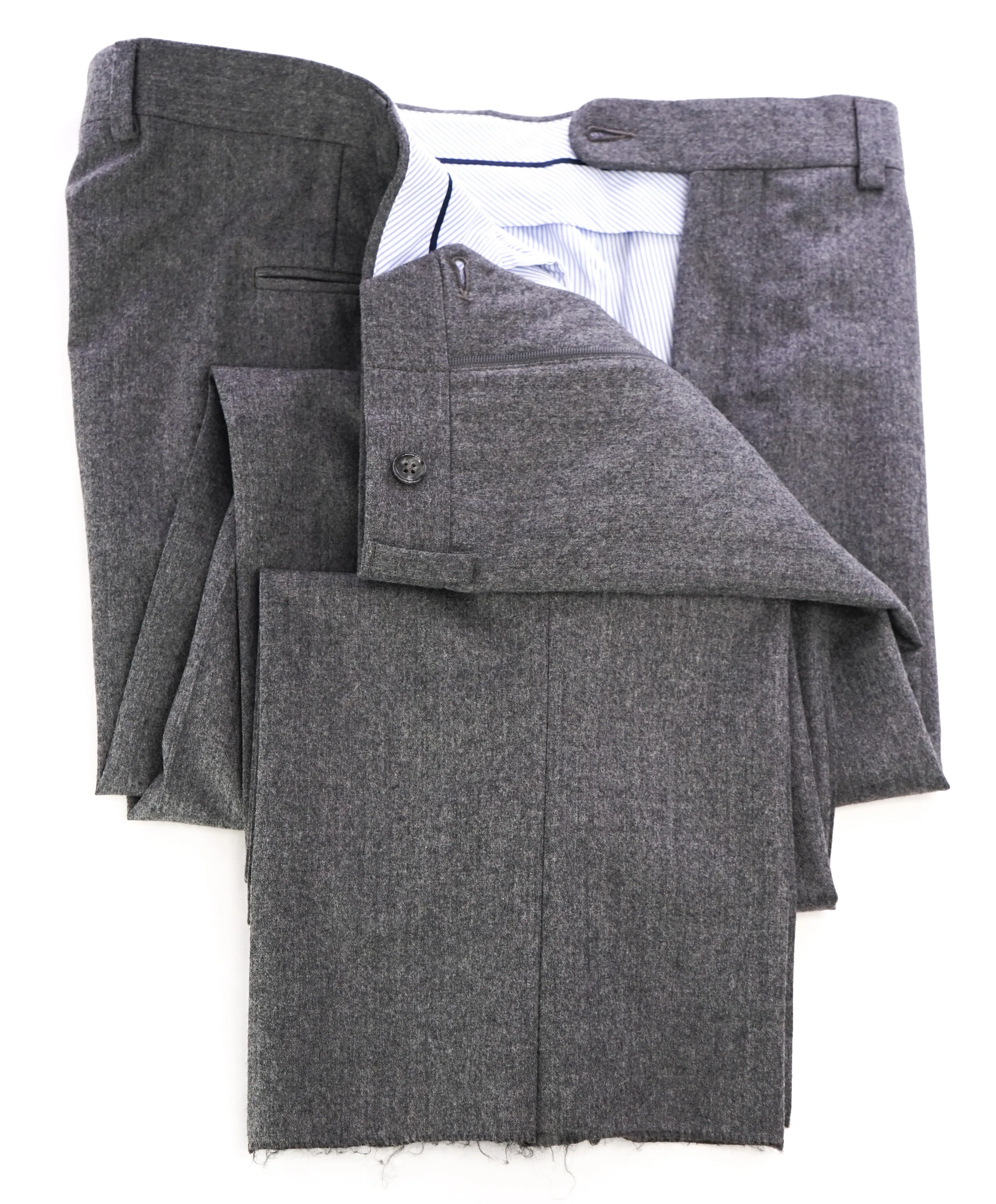 SAKS FIFTH AVE  - "Vitale Barberis Canonico" Flannel Flat Front Dress Pants - 40W