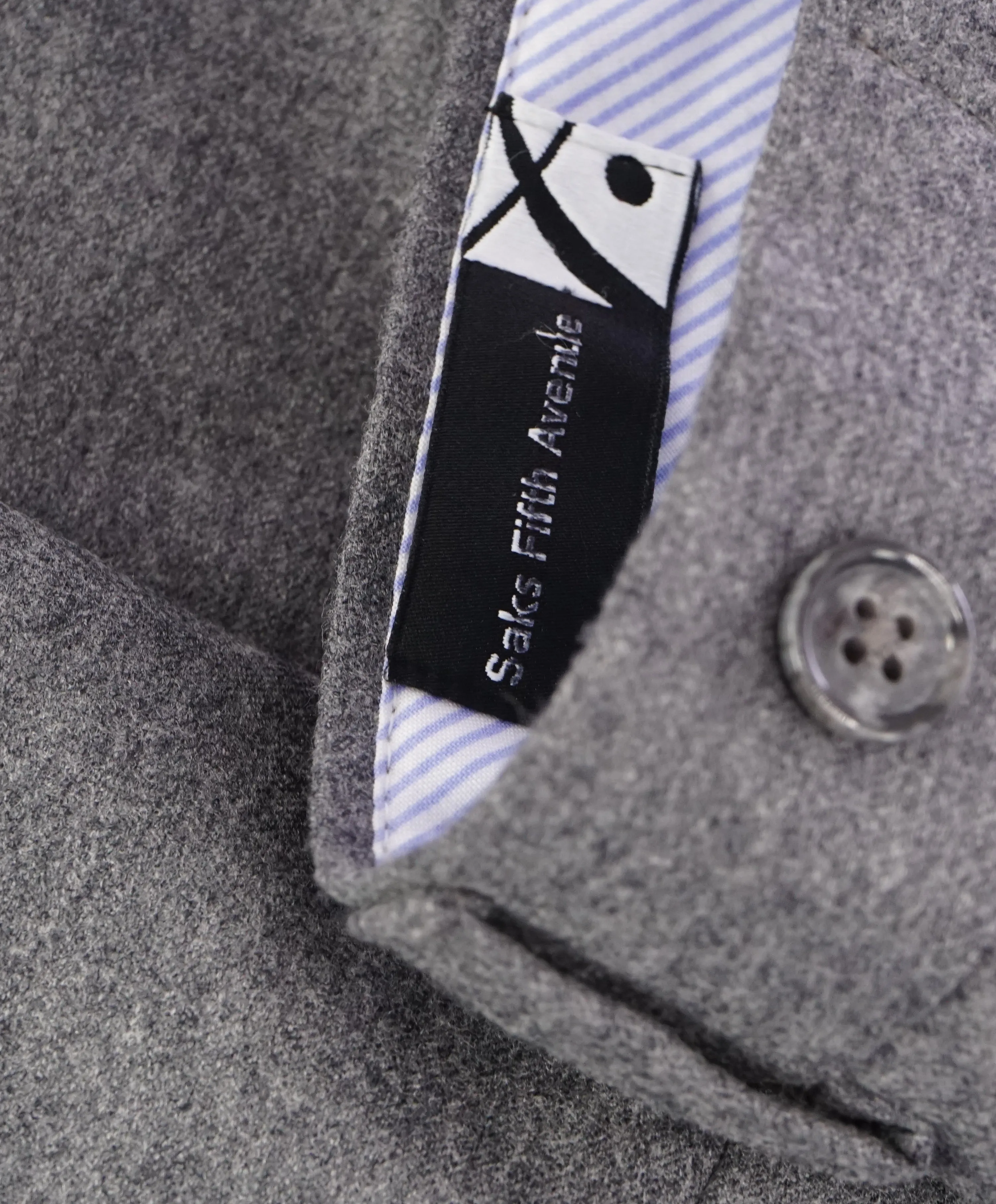 SAKS FIFTH AVE  - "Vitale Barberis Canonico" Flannel Flat Front Dress Pants - 40W