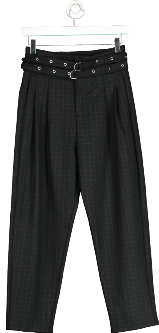 S.Deer Black Tailored Wide Leg Trousers UK S