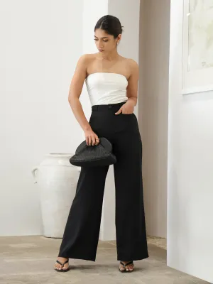 Seam Detailed High Waist Wide Leg Pant