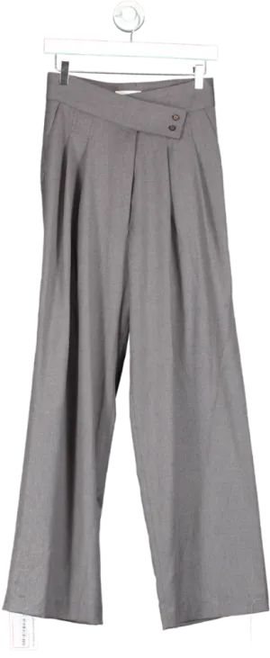 Seliijan Grey High Waisted Straight Leg Trousers UK 8