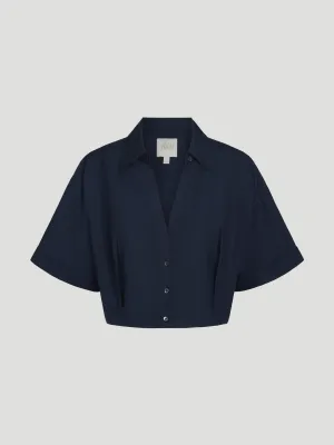 She Comes and Goes Again Short Sleeve Top in Navy