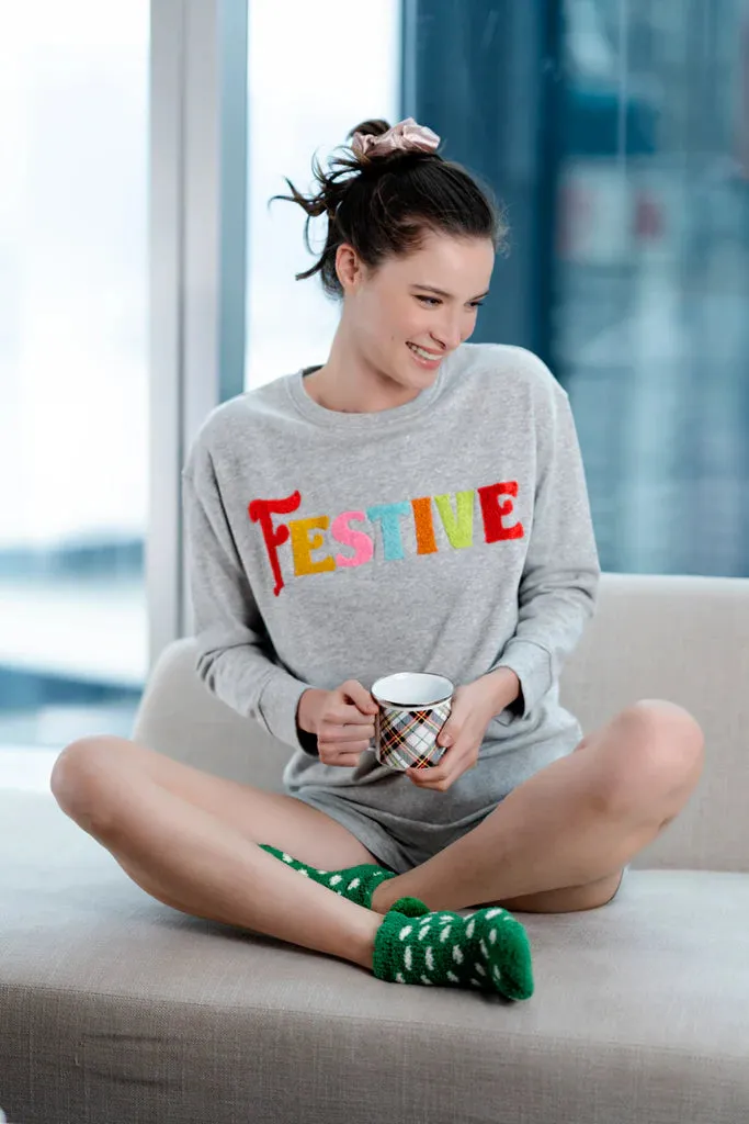 SHIRALEAH "FESTIVE" SWEATSHIRT IN GREY