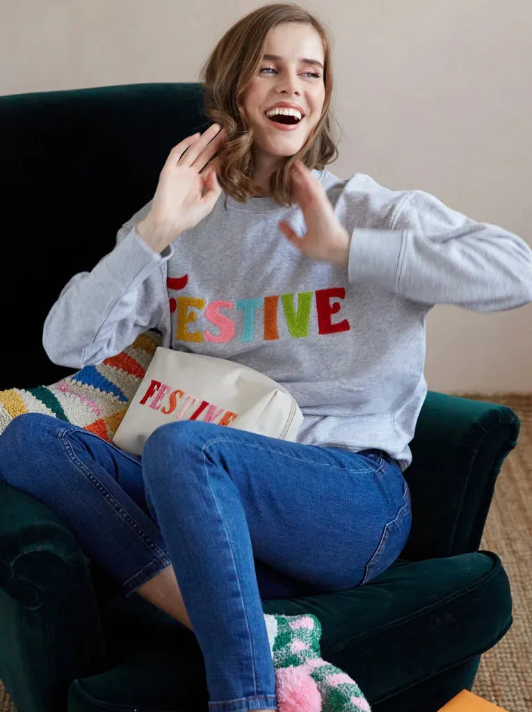 SHIRALEAH "FESTIVE" SWEATSHIRT IN GREY