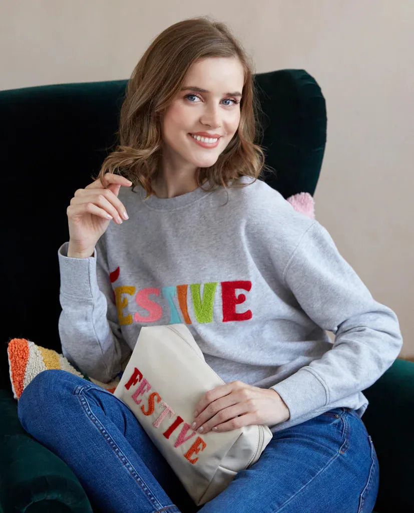SHIRALEAH "FESTIVE" SWEATSHIRT IN GREY