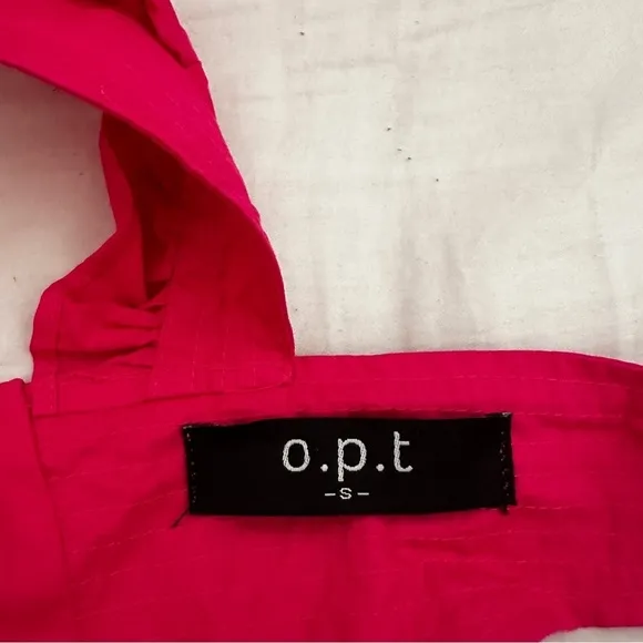 Shopbop o.p.t Hot Pink Magenta Tuscany Tiered Ruffle Sleeve Midi Dress Ruched S