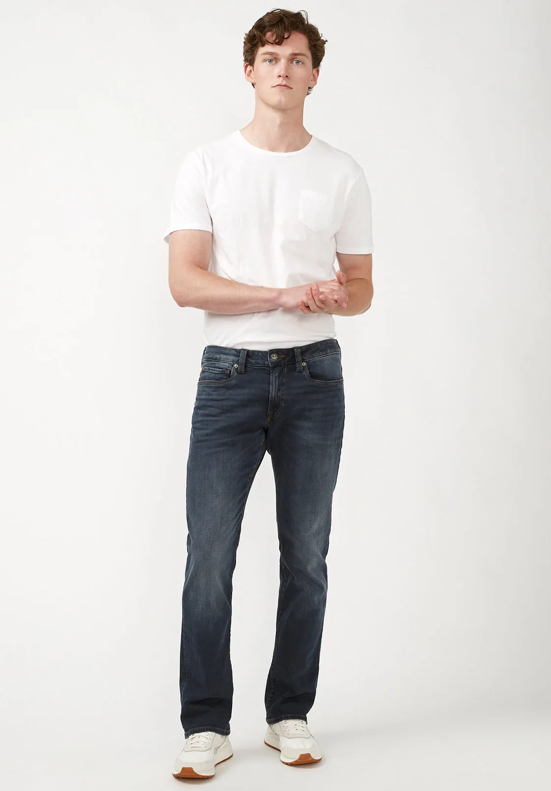 Slim Bootcut King Men's Jeans in Crinkled and Sanded Dark Blue - BM22720 