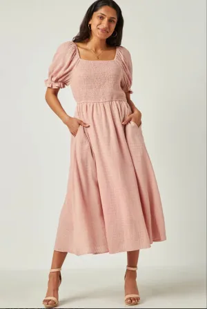 Smocked Bodice Midi Dress
