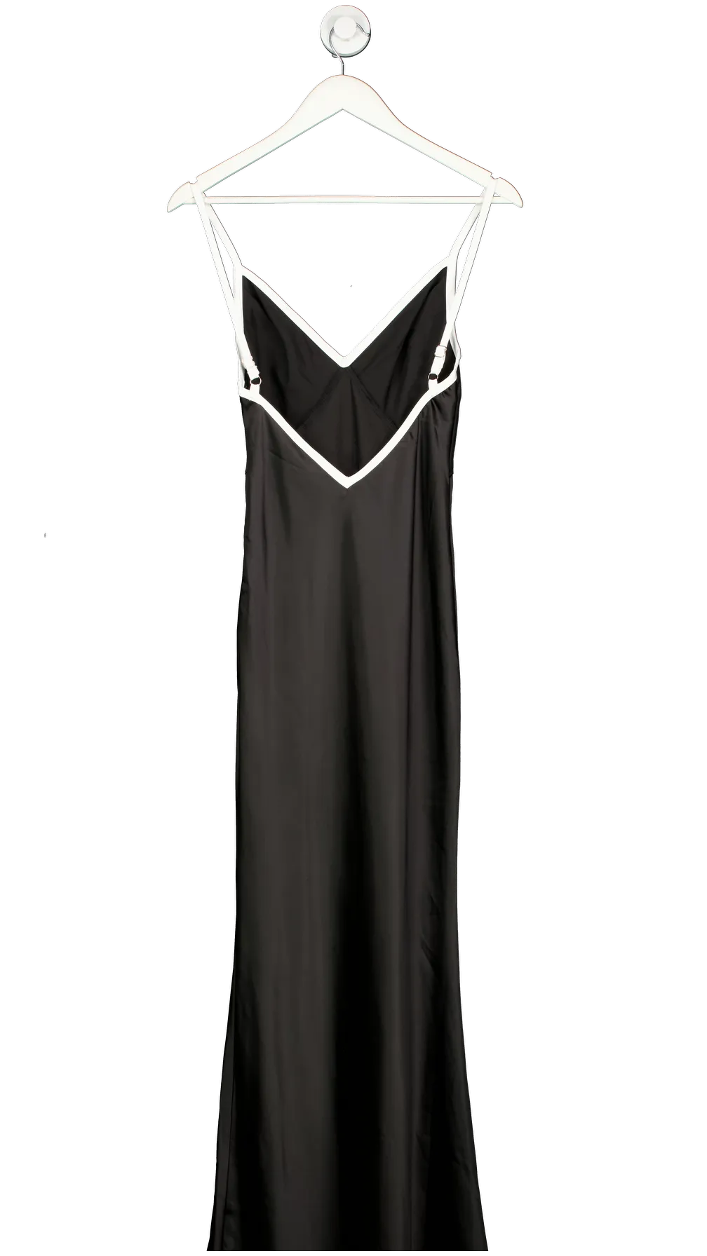 Sndys Black Satin Cami Plunge Maxi Dress UK XS