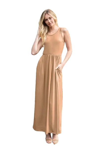 Solid Sleeveless Maxi Dress Portabella - Pack of 6