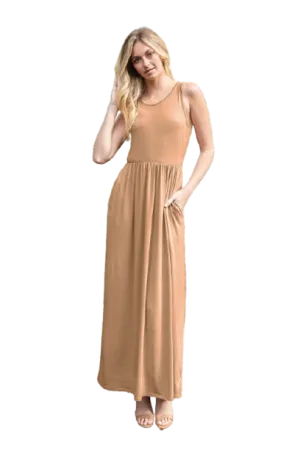 Solid Sleeveless Maxi Dress Portabella - Pack of 6