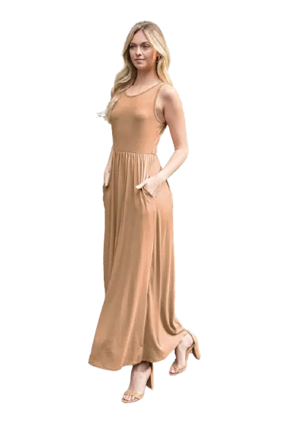 Solid Sleeveless Maxi Dress Portabella - Pack of 6