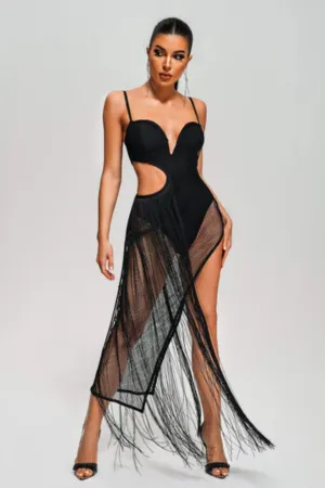 Sonia Tassel Midi Bandage Dress-Miss Molly brand
