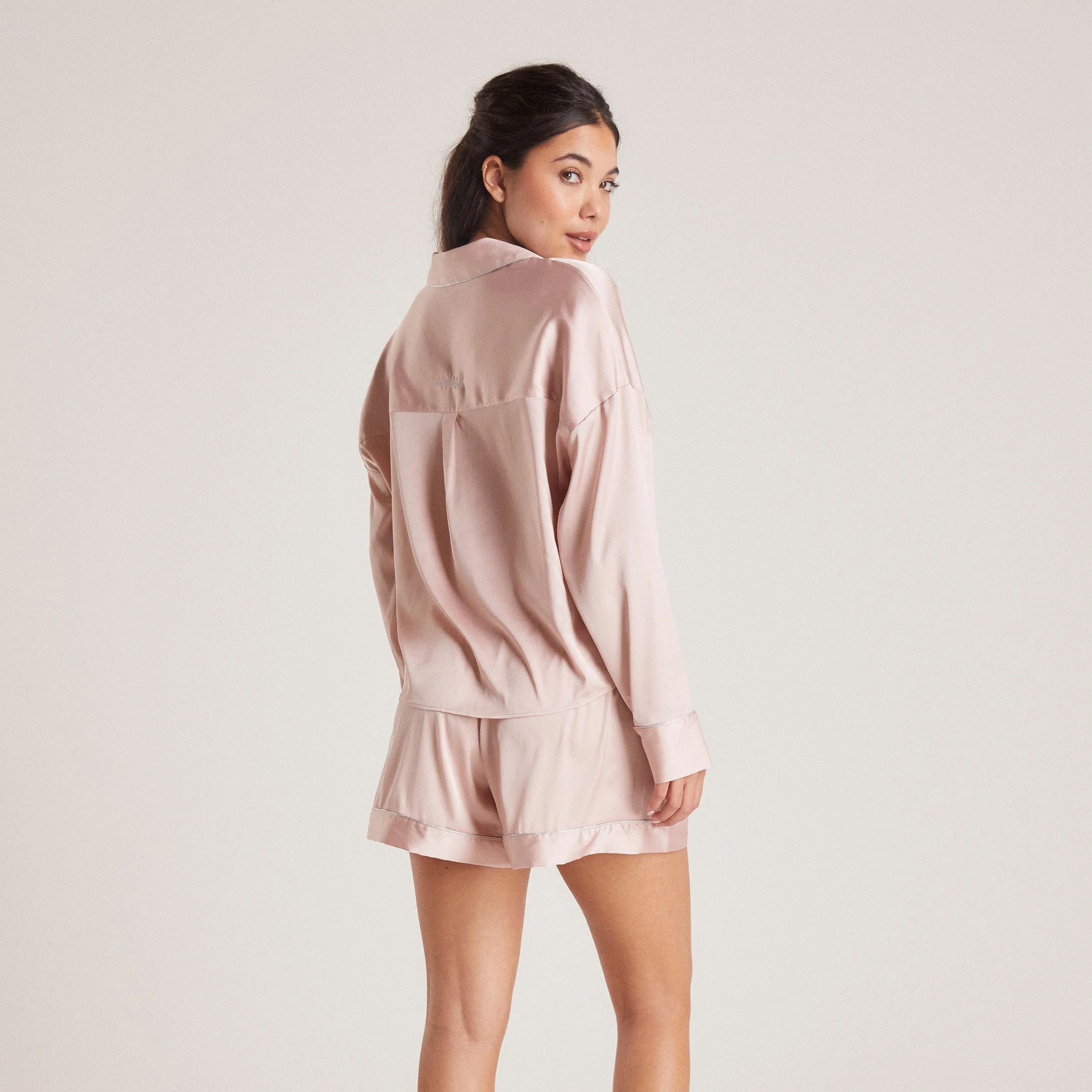 Sparkle Chemise de Pyjama Satinée - Rose Clair