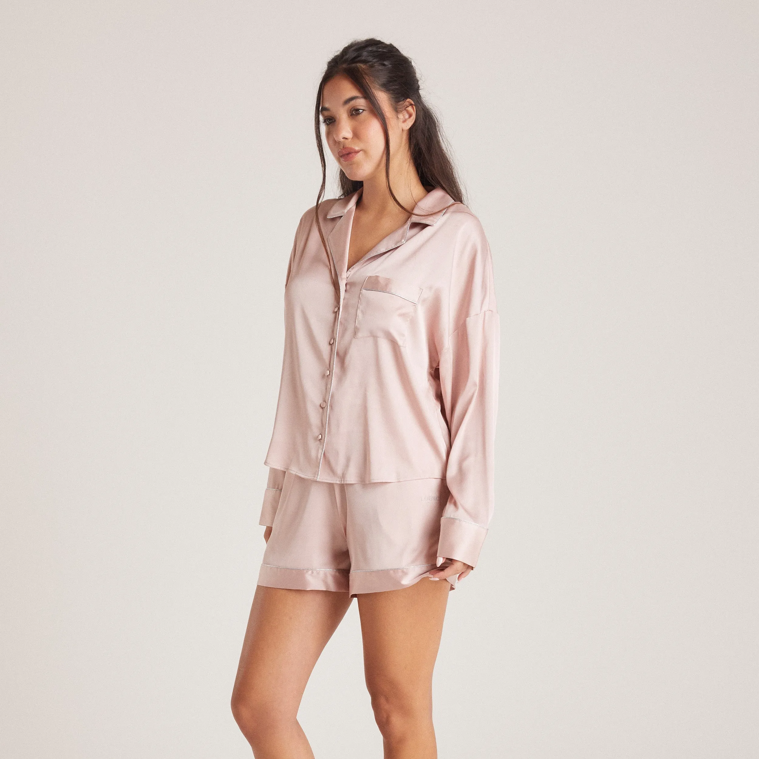 Sparkle Chemise de Pyjama Satinée - Rose Clair