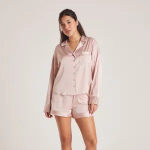 Sparkle Chemise de Pyjama Satinée - Rose Clair