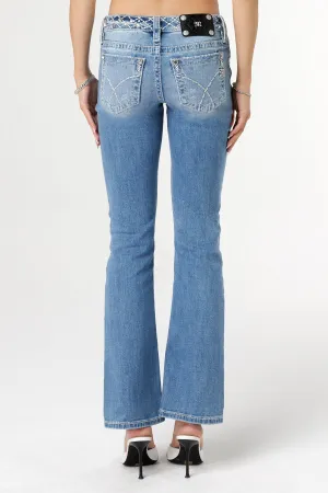 Stitched Belt Bootcut Jeans