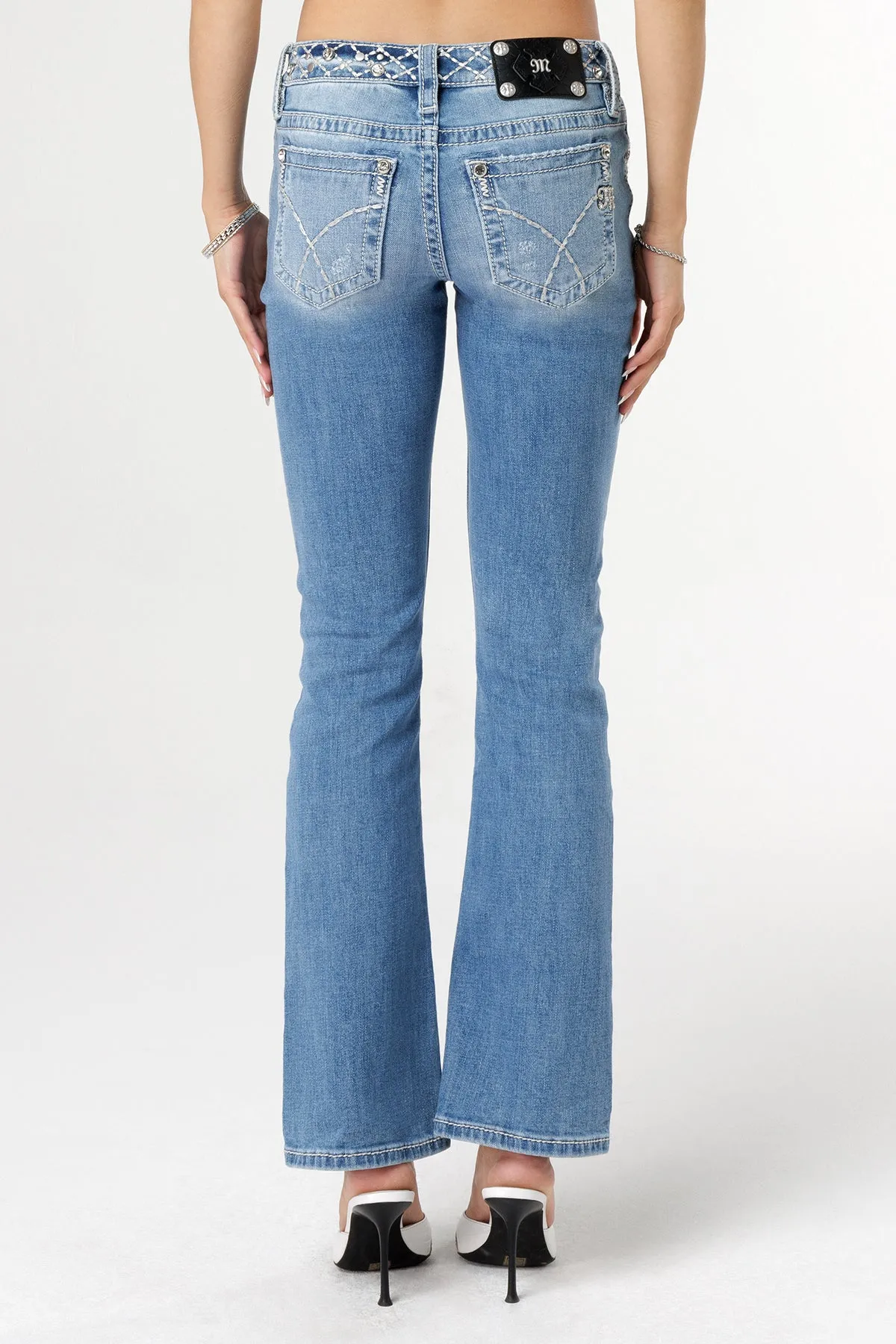 Stitched Belt Bootcut Jeans