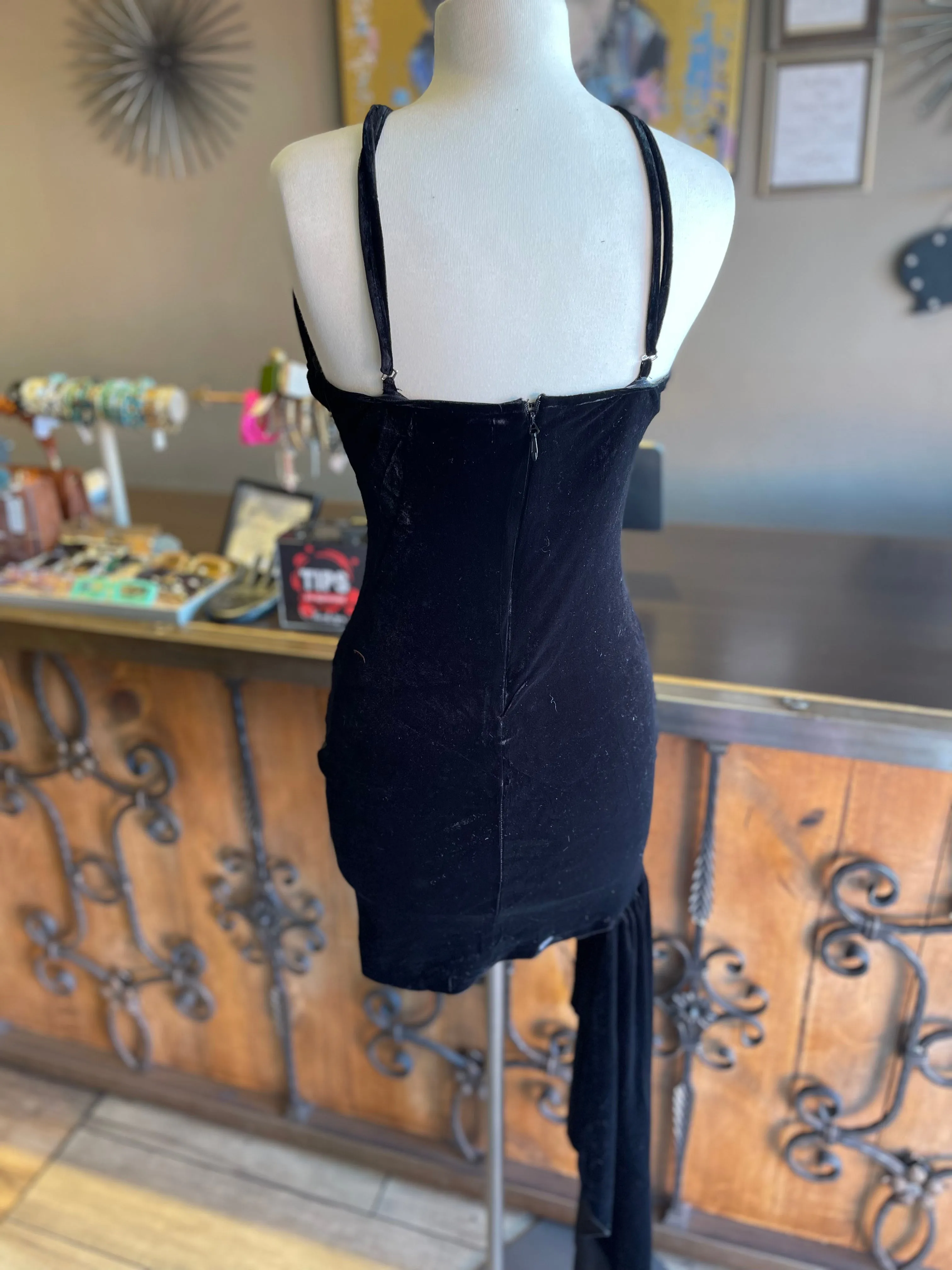 Strap Shoulder Tube Mini Dress W Tail