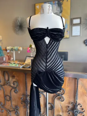 Strap Shoulder Tube Mini Dress W Tail