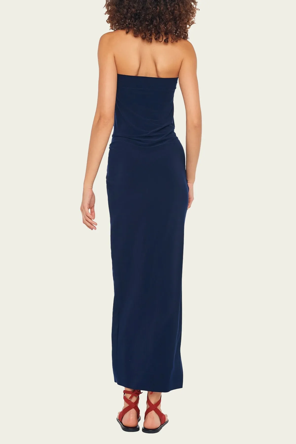 Strapless All-in-One Side Slit Gown in True Navy