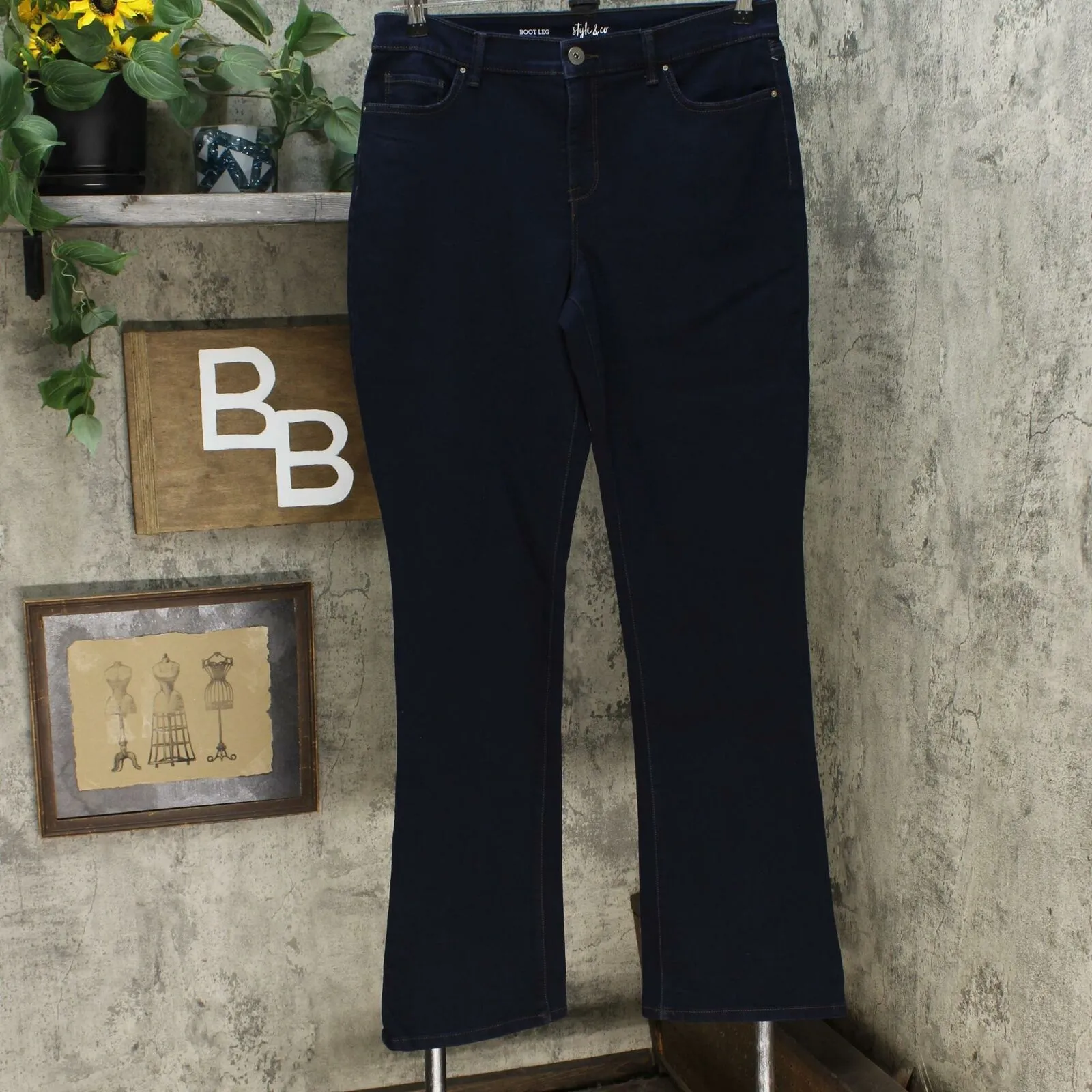 Style & Co. Women's Tummy Control Bootcut Jeans Rinse 14 LONG