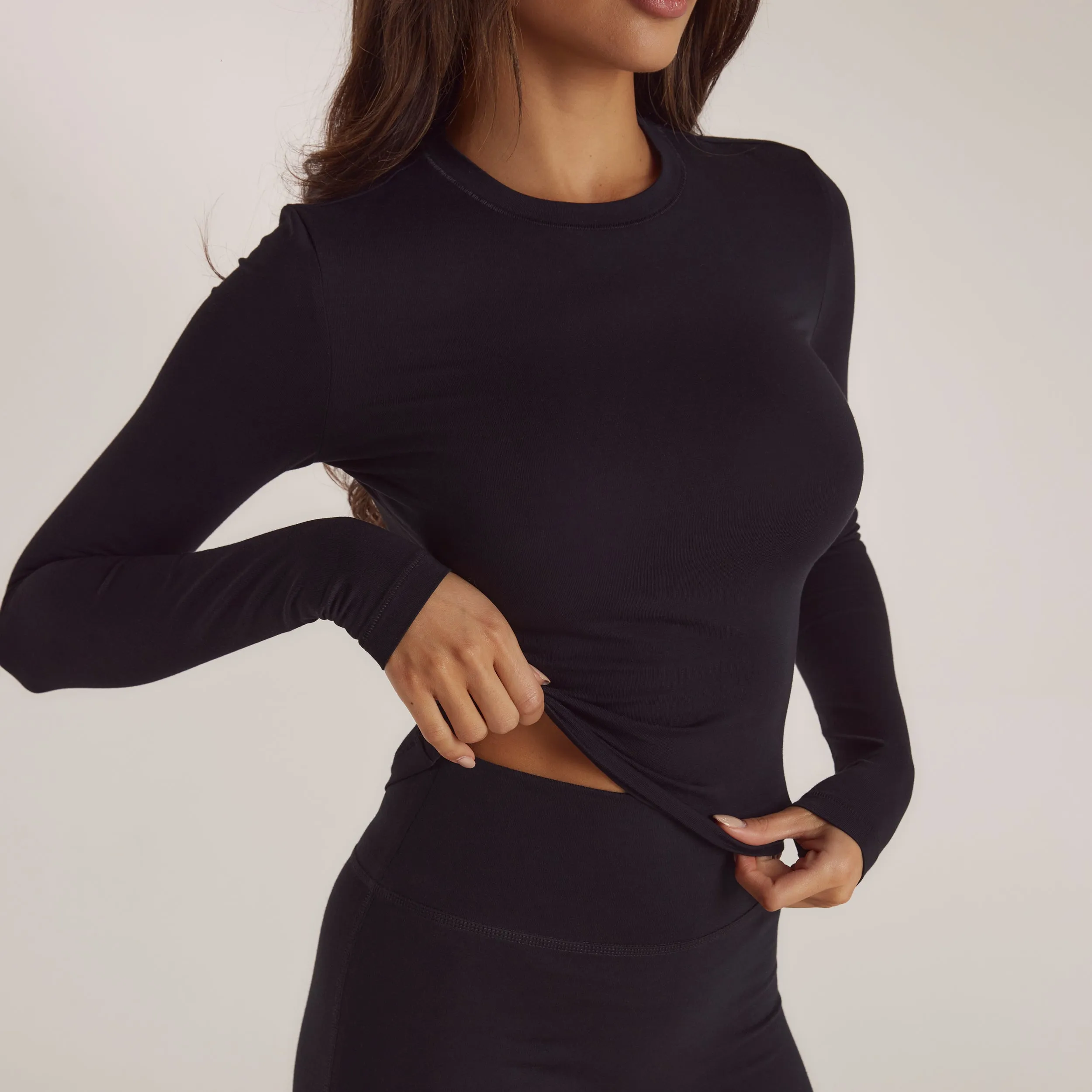 T-Shirt Manches Longues en Coton - Noir
