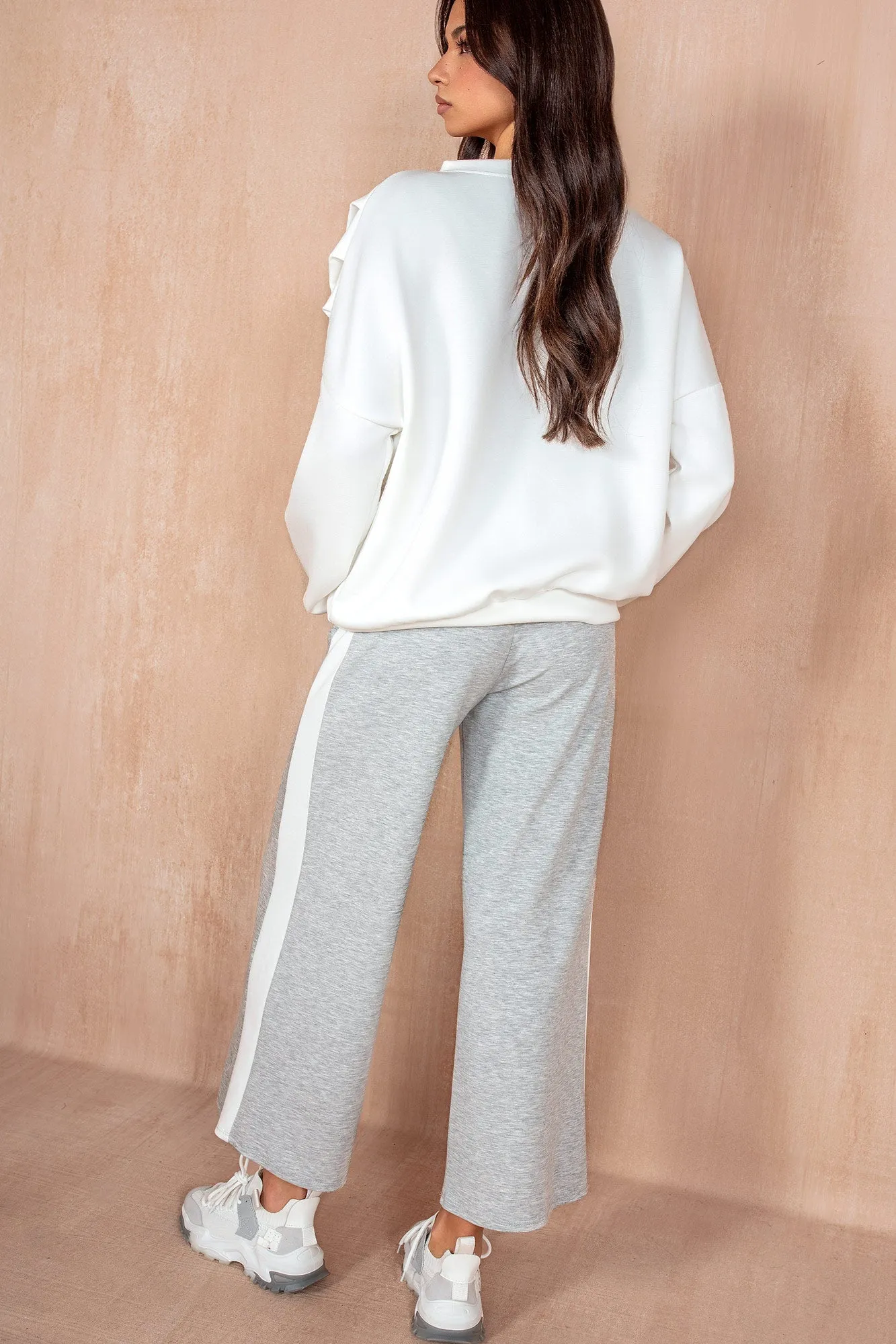 Tammy Grey Side Stripe Wide Leg Joggers