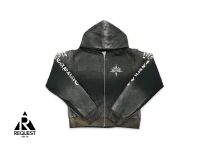 Tattoo Zip Up Hoodie "Washed Black"