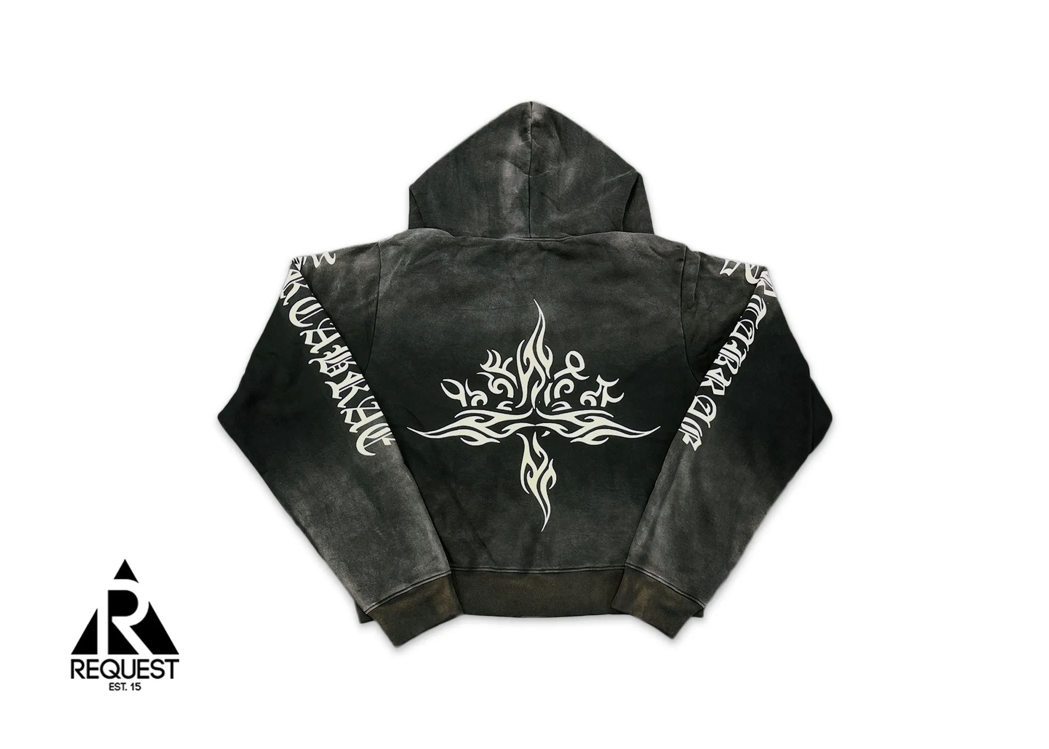 Tattoo Zip Up Hoodie "Washed Black"