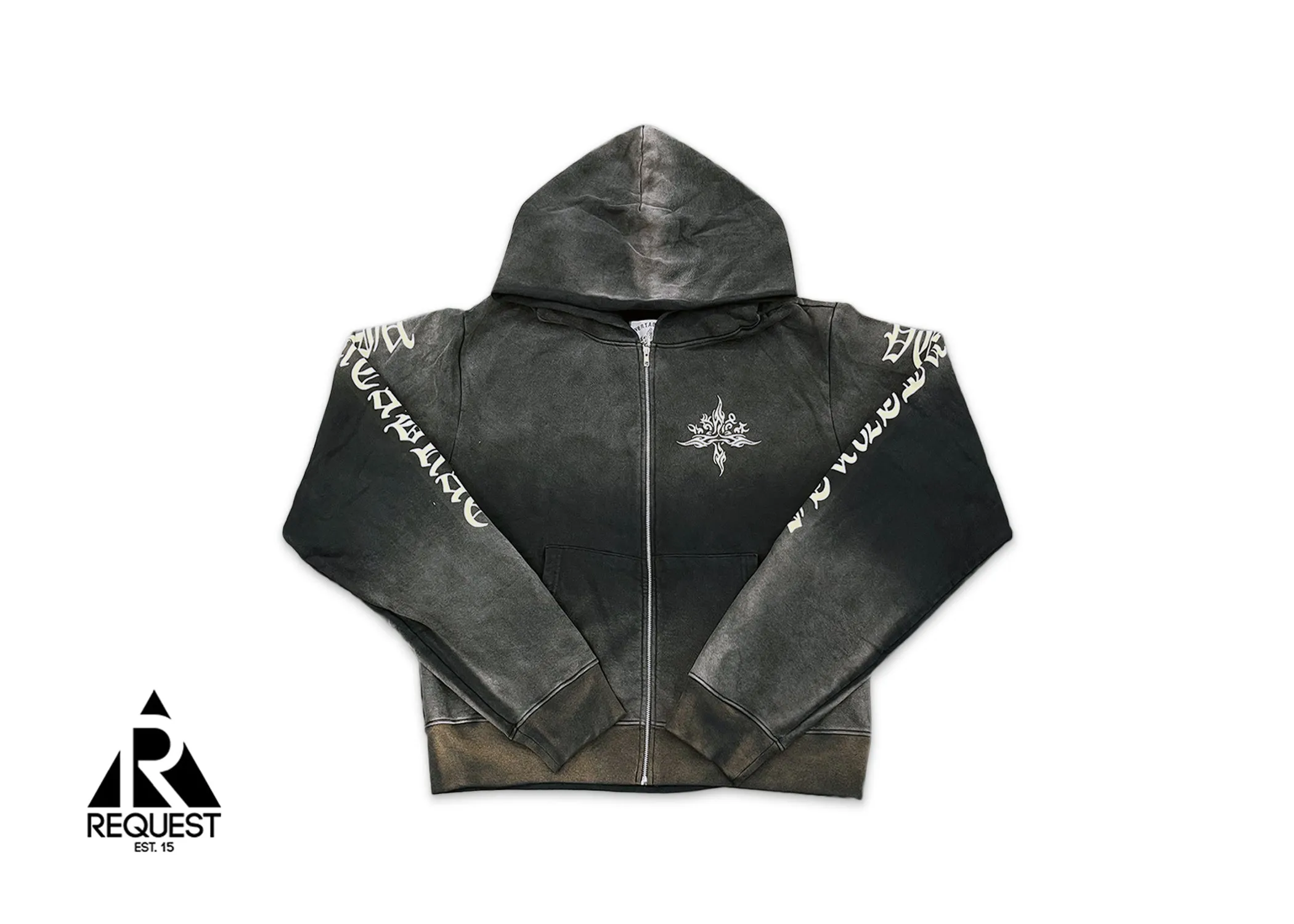 Tattoo Zip Up Hoodie "Washed Black"