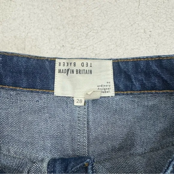 TED BAKER Yeataa High-Rise Flared Jeans Size 28 Waist Dark Blue