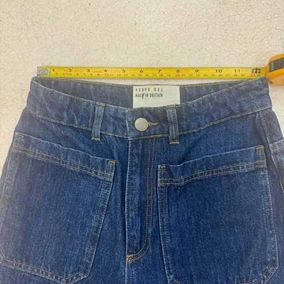 TED BAKER Yeataa High-Rise Flared Jeans Size 28 Waist Dark Blue
