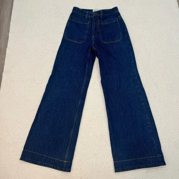 TED BAKER Yeataa High-Rise Flared Jeans Size 28 Waist Dark Blue