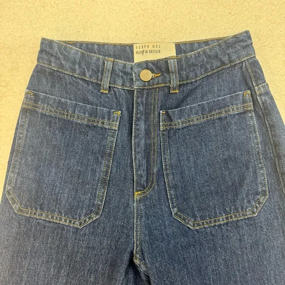 TED BAKER Yeataa High-Rise Flared Jeans Size 28 Waist Dark Blue