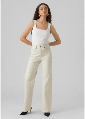 Tessa Ecru High Rise Wide Jeans
