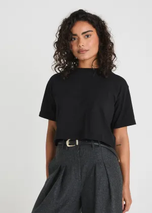 THE CROPPED BOXY TEE - BLACK