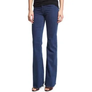 THEORY Dark Wash Flared Wide Leg Mid Rise No Pocket Jeans