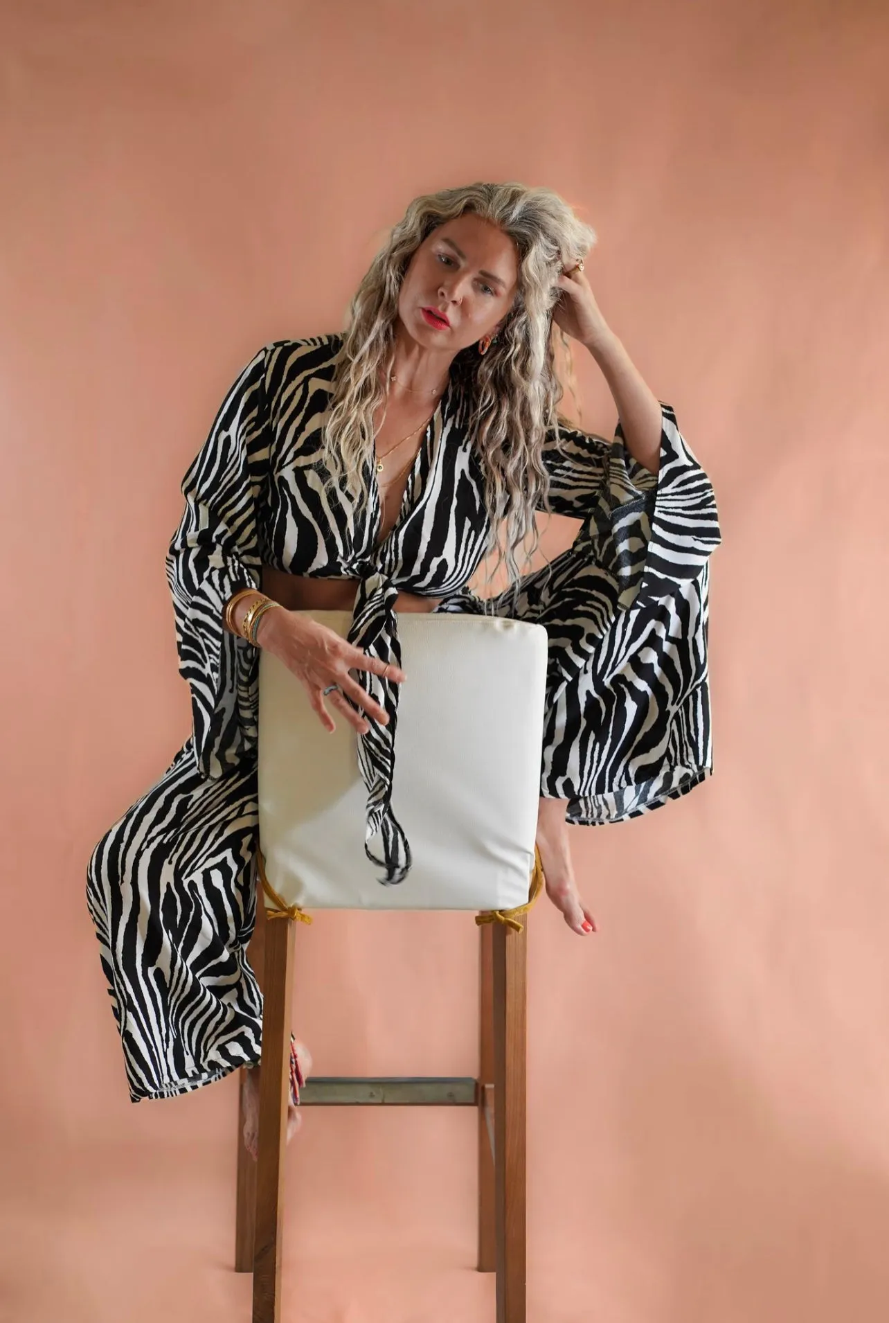 Tie me up cropped jacket - Zebra