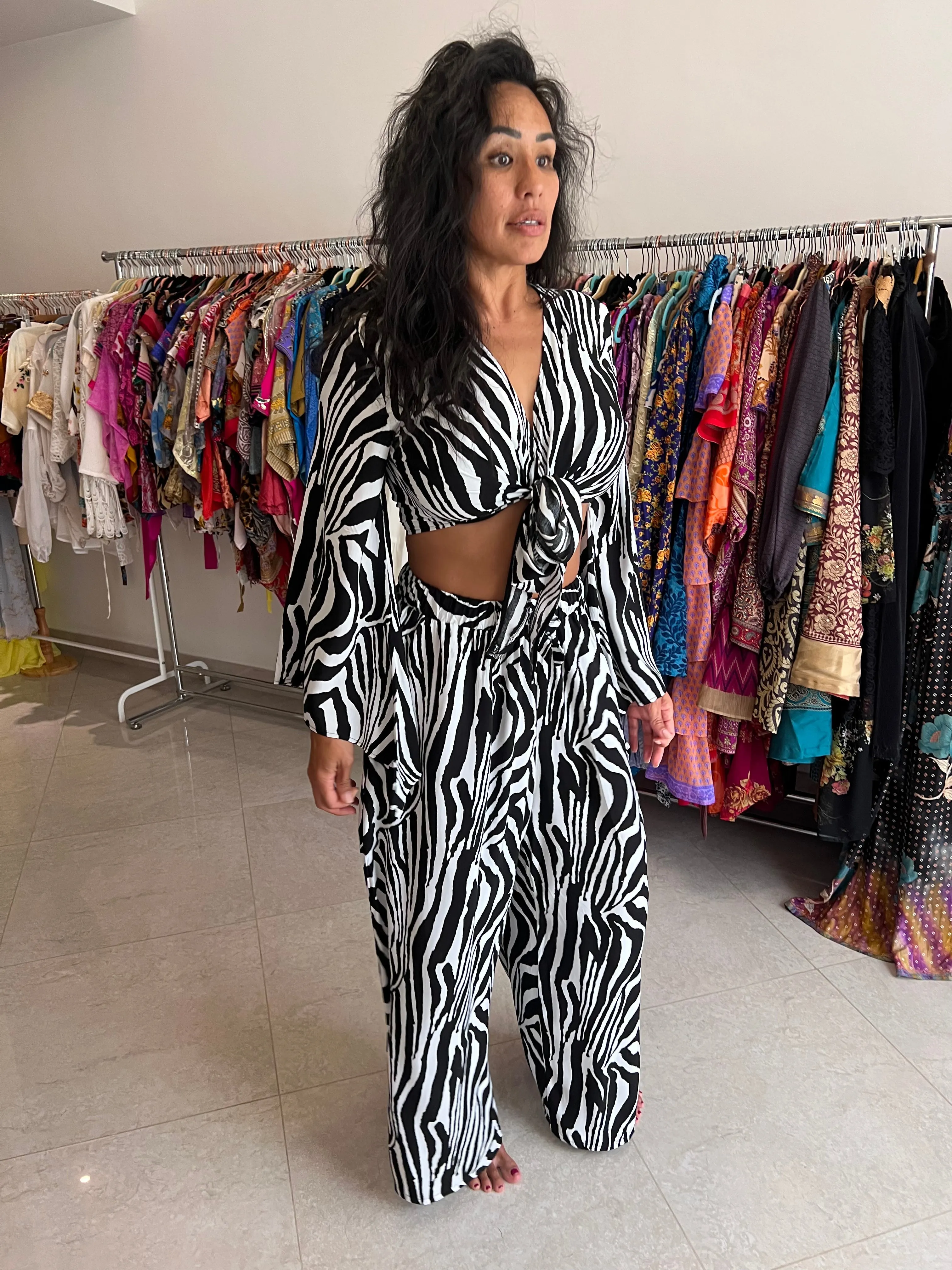 Tie me up cropped jacket - Zebra